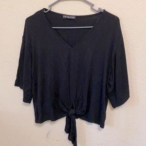 Black Tie Front T Shirt